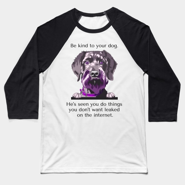 Schnoodle Be Kind To Your Dog. He's Seen You Do Things You Don't Want Leaked On The Internet Baseball T-Shirt by SmoothVez Designs